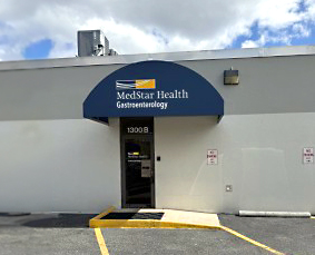 MedStar Health Endoscopy Center in Lutherville, Maryland, is a one-story white building in an office park.