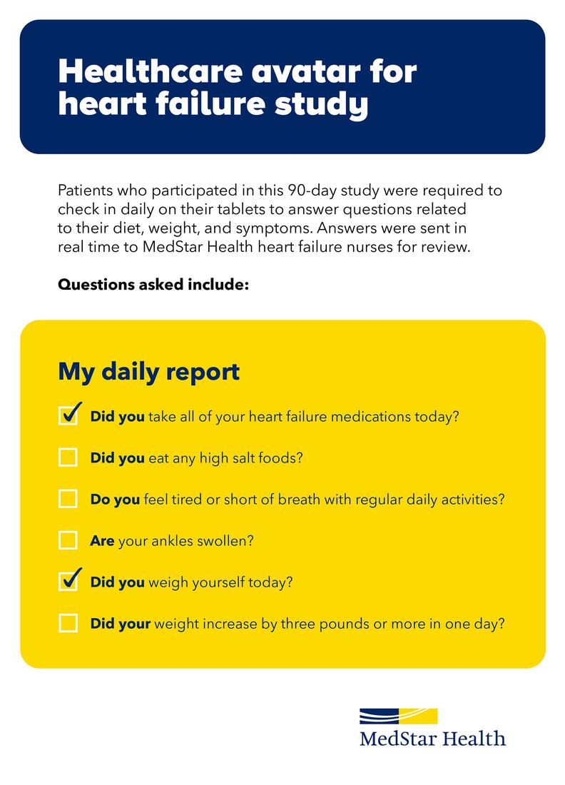 Information graphic showing avatar daily report questions.