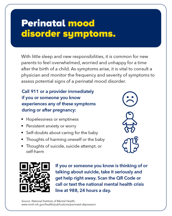 Infographic showing perinatal mood disorder symptoms