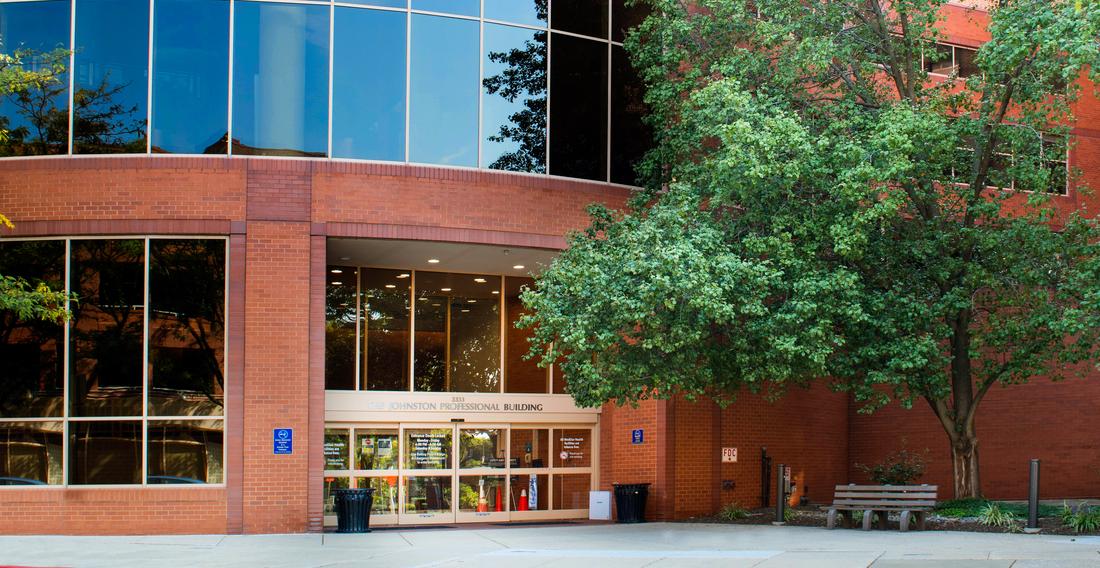 The Johnston Building at MedStar Union Memorial Hospital is a modern brick and glass building.