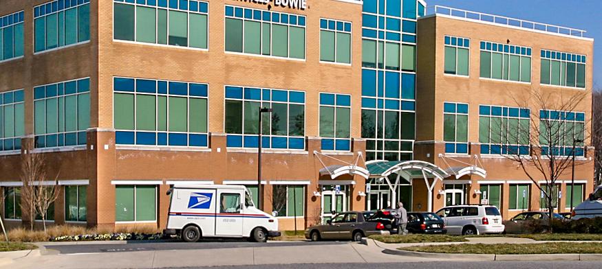 Bowie的MedStar心脏病协会位于马里兰州Bowie的砖、混凝土和玻璃AAMC健康服务大楼。