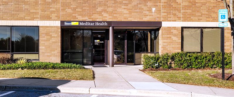 The entrance to MedStar Health Cardiology in Glen Burnie is in a one-story office park.