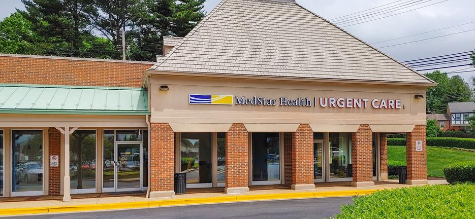 Front entrance to MedStar Health Urgent Care at Muddy Branch in Gaithersburg