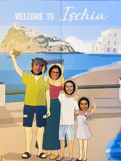 Cristina Aragona, Gregg Jubin, and family on vacation in Italy.