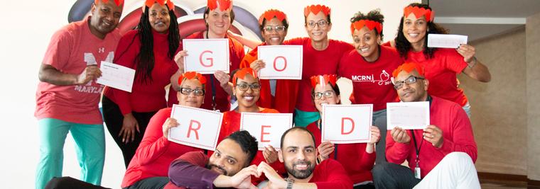 Associates at MedStar Health dressed in red for February heart health month.