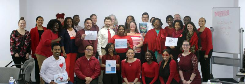 Associates at MedStar Health dressed in red for February heart health month.