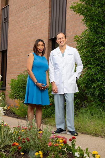 Dr Brian Case stands with patient LaShon Bernett at MedStar Southern Maryland Hospital Center.