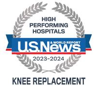 US News and World Report High Performing Hospitals Badge for knee replacement_2023-24_MGUH