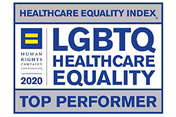 灰色和蓝色标志- LGBTQ_Healthcare E世界杯欧洲区附加赛quality Index_Human Rights_Top Performer 2020 LOGO_255x170