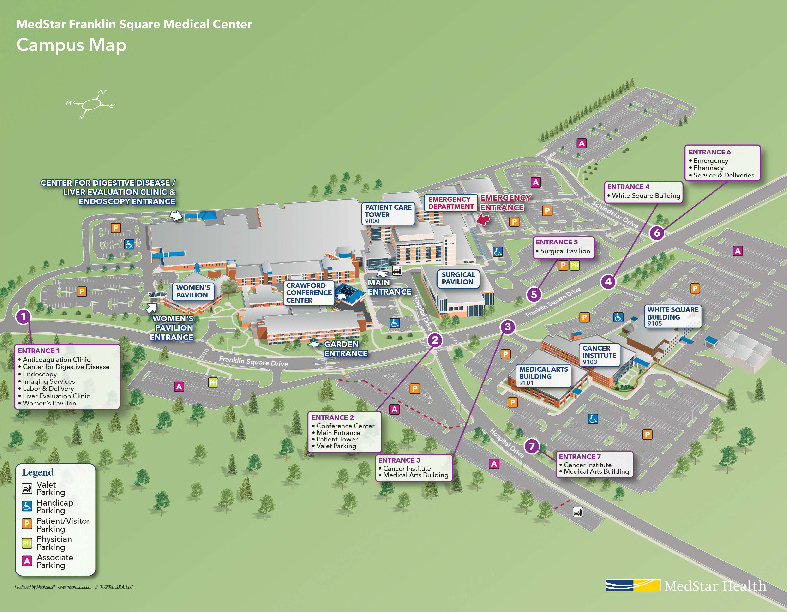 Exterior campus map for MedStar Franklin Square Medical Center.