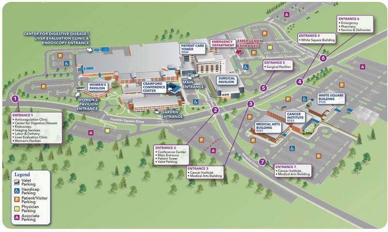 Exterior campus map for MedStar Franklin Square Medical Center.