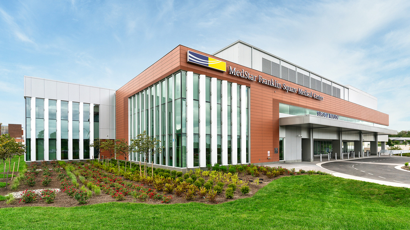 The surgical pavilion at MedStar Franklin Square Medical Center is located adjacent to the main hospital building.