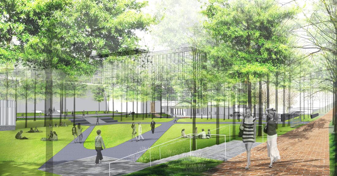 Architectural Rendering for the new MedStar Georgetown University Hospital Surgical pavilion, which is currently under construction.