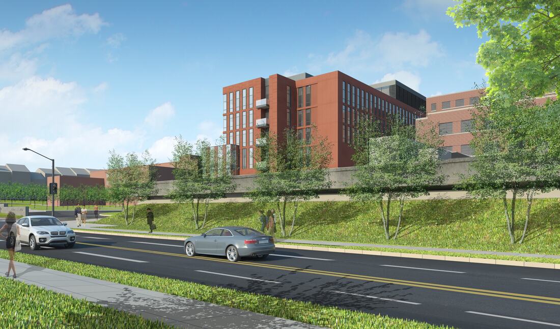 Architectural Rendering for the new MedStar Georgetown University Hospital Surgical pavilion, which is currently under construction.