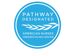 Blue and white circle logo - Pathway Designated - American Nurses Credentialing Center