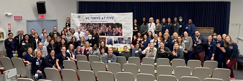 Group photo of the MedStar Georgetown University Hospital team celebrating their 5th magnet designation.