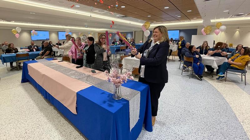 Associates from MedStar St. Mary's Hospital celebrate after it became the fifth MedStar Health Hospital to be Magnet® Recognized for its excellence in nursing care.