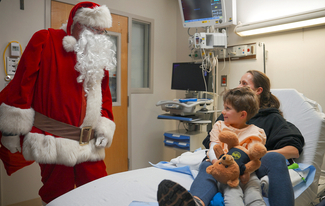 Santa arrived via helicopter to pay a visit to hospitalized children at MedStar Georgetown University Hospital.