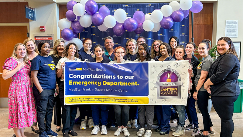 A group of nurses pose for a group photo at MedStar Franklin Square Medical Center.