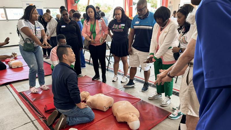 Members of Alpha Kappa Alpha sorority hosted a community CPR/AED training event.