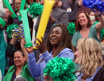 Nurses at MedStar Washington Hospital Center celebrate being awarded the prestigious Magnet award for nursing.