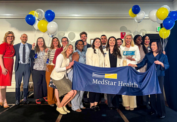 The team from MedStar Health celebrates after being recognized with the first Well-Being Excellence™ credential awarded by the prestigious American Nurses Credentialing Center (ANCC).