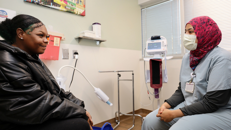 A patient meets with her healthcare provider during a visit to MedStar Health.