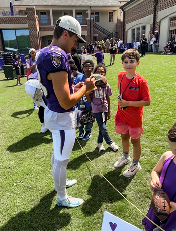 Pediatric cancer patients were treated to a special visit at Ravens training camp.