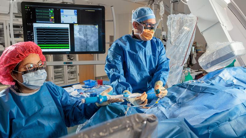 Dr. Cyrus Hadadi in a cardiac catheterization lab at MedStar Health.