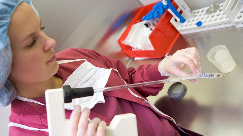 A research scientist works in a laboratory.