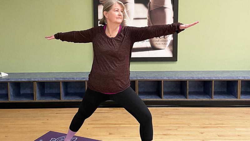 Leslie Jennings does yoga after undergoing successful lymph node surgery at MedStar health.