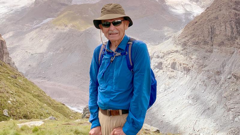 MedStar Health patient Mike Gibby hiking in the mountains.