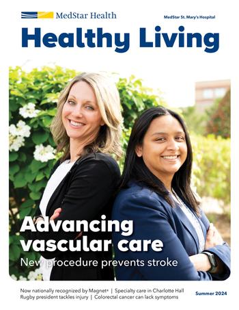 Healthy Living Magazine cover - quarterly publication from MedStar St Mary's Hospital.