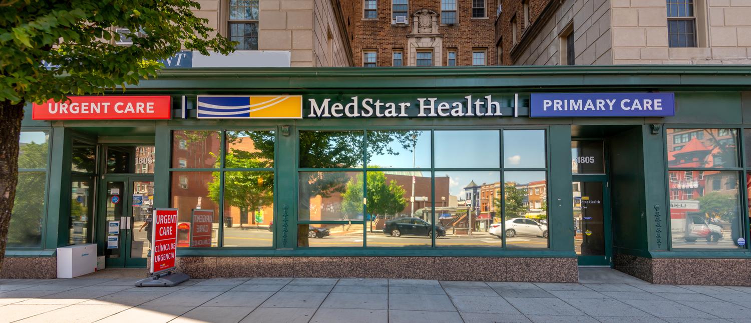 Street entrance to MedStar Health urgent care building in the Adams Morgan neighborhood, Washington DC