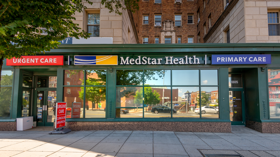 Street entrance to MedStar Health urgent care building in the Adams Morgan neighborhood, Washington DC