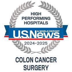 US News and World Report High Performing Hospitals Badge for colon cancer surgery_2024-25_MGUH