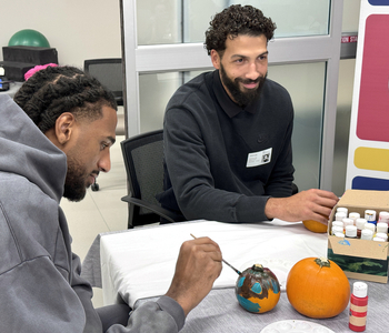 Alex Sarr, from the Washington Wizards, tours a new pediatrics unit at MedStar National Rehabilitation Hospital.