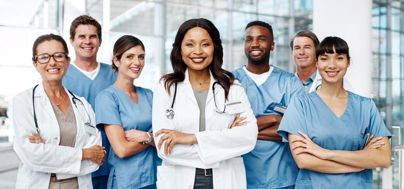 A group of diverse healthcare professionals