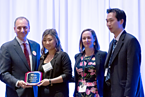 Anna Day; Bonnie Carney; Kyle Monger; Abdulnaser Alkhalil, PharmD, PhD; and Lauren T. Moffatt, PhD recieving the award