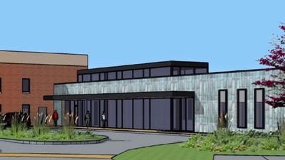 Architectural rendering of the proposed oncology pavilion at MedStar Montgomery Medical Center.