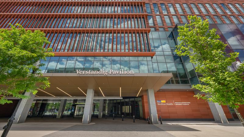 Front entrance to the Verstandig Pavillion at MedStar Georgetown University Hospital