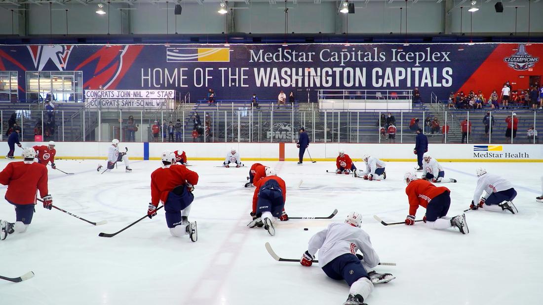 MedStar Health signage inside of the Washington Capitals Iceplex arena.