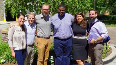 Faculty from the Child and Adolescent Psychiatry Fellowship at MedStar Health pose for a photo outdoors.