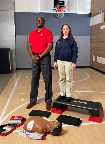 Miriam Fischer, MD, an emergency physician for MedStar Health appears in one of the videos with Harvey Grant, formerly from the Washington Bullets/Wizards.