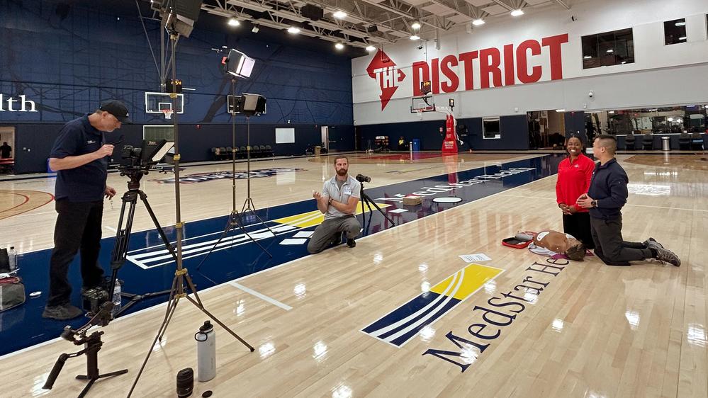 Alex Koo, MD, an emergency physician with MedStar Health teams up for a video with Kala Flagg, DPT, ATC, CSCS, head of rehabilitation for the Washington Mystics.