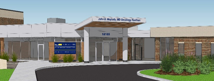 Architectural Rendering for the new John D. Mylath, MD Oncology Pavilion at MedStar Montgomery Medical Center.