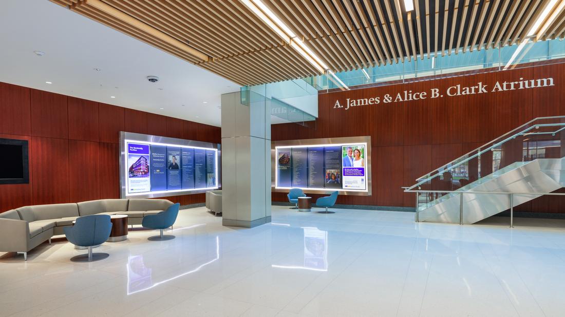 Ground floor lobby of the Verstandig Pavillion at MedStar Georgetown University Hospital.