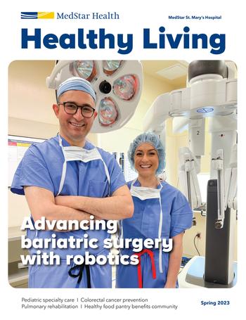 Healthy Living Magazine cover - quarterly publication from MedStar St Mary's Hospital.