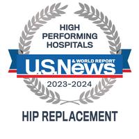 US News and World Report High Performing Hospitals Badge for hip replacement_2023-24_MGUH
