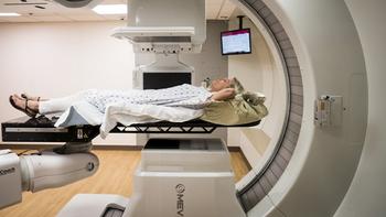 A patient undergoes treatment in the Proton Center at MedStar Georgetown University Hospital is equipped with state-of-the-art equipment to shrink and eliminate tumors.
